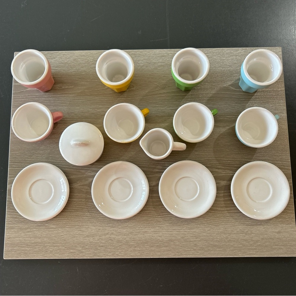 Porcelain Tea Set Child’s Doll Dessert Fountain Pastels, 15pc/lid mini - Picture 4 of 12
